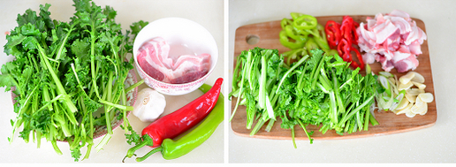 苔菜小炒肉的做法步骤1